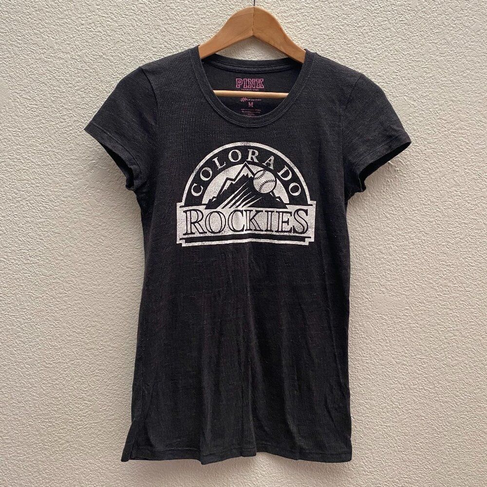 Vintage PINK 86 Victoria's Secret Colorado Rockies Baseball MLB T-Shirt Medium
